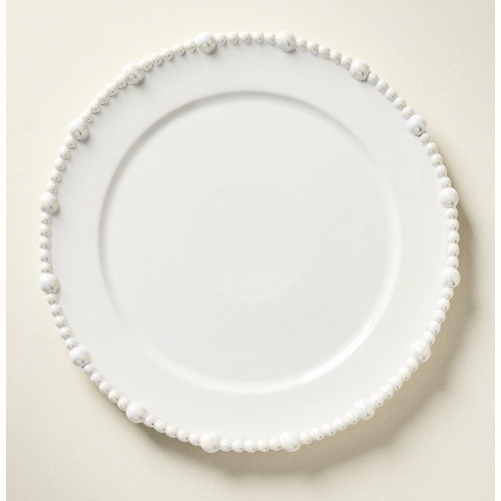 Anthropologie 8pcs  stoneware Beaded Dinner Plate